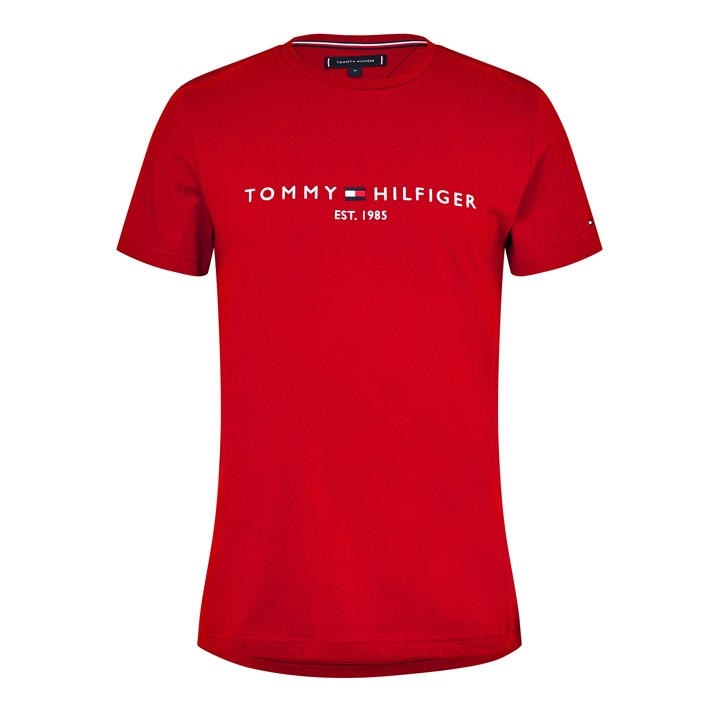 Tommy Hilfiger Men's Red Logo Crew Neck T Shirt in Size XL, Sports Direct
