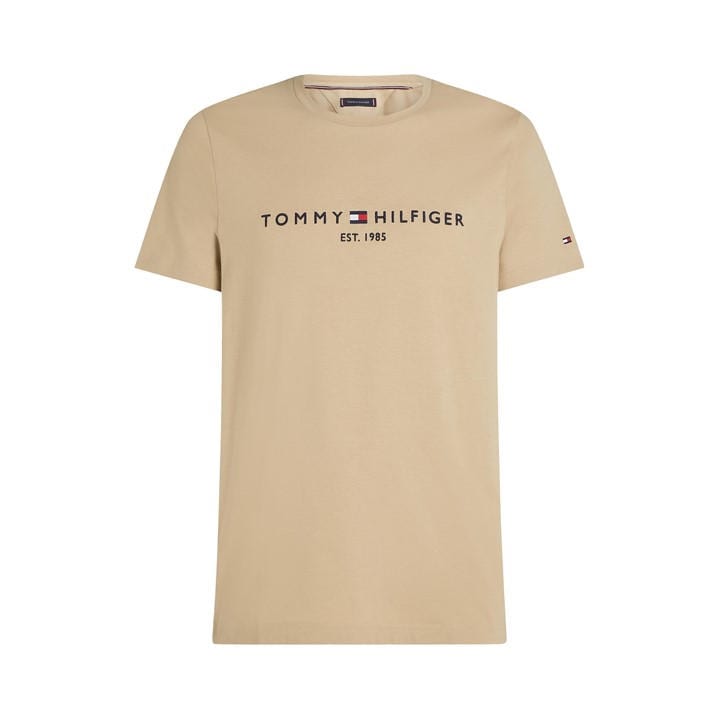 Tommy Hilfiger Men's Beige Logo Crew Neck T Shirt in Size 2XL, Sports Direct