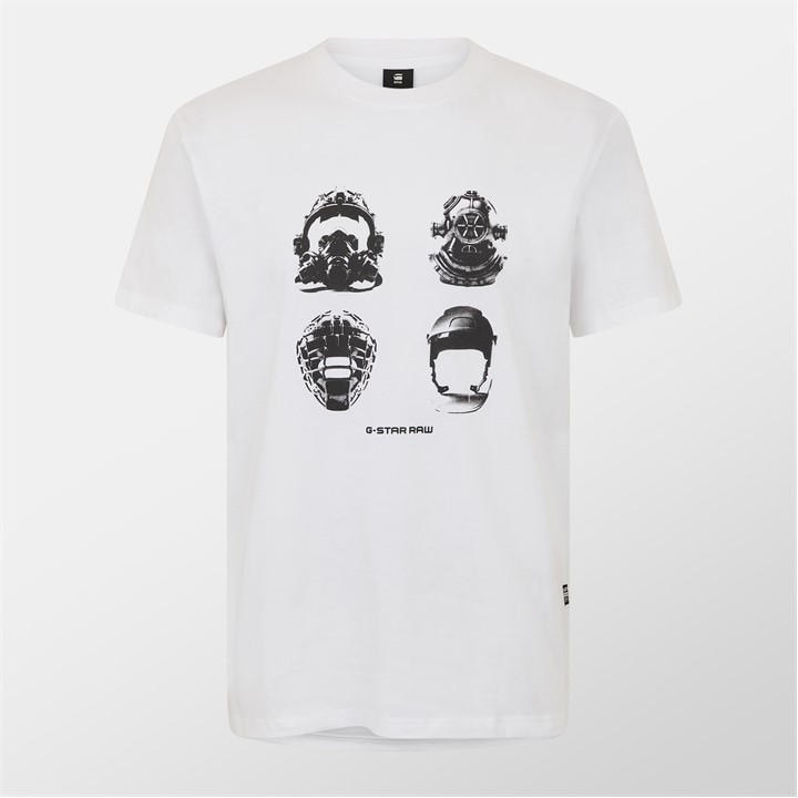 G Star Men's White Masks Graphic T-Shirt in Size M, Sports Direct