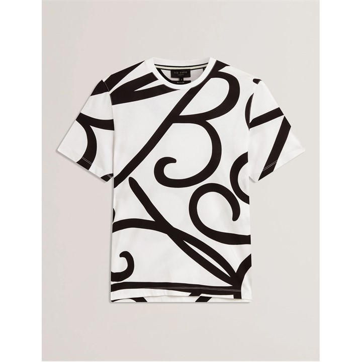 Ted Baker Men' White Tb Script Regular Fit T-Shirt in Size S, Sports Direct