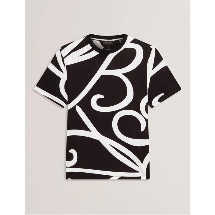 Ted Baker Men' Black Tb Script Regular Fit T-Shirt in Size S, Sports Direct