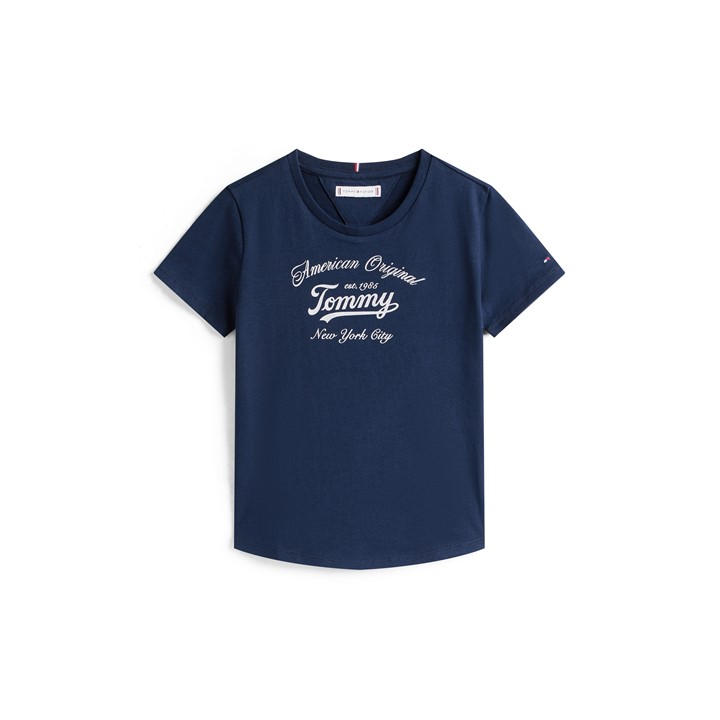 Tommy Hilfiger Girls Blue Kids' Script T-Shirt in Size 11 - 12 Years, Sports Direct