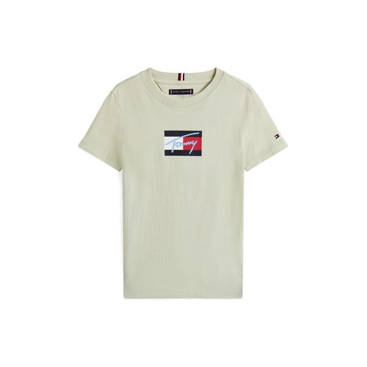 Tommy Hilfiger Boys Green Kids' Script T-Shirt in Size 14 - 16 Years, Sports Direct