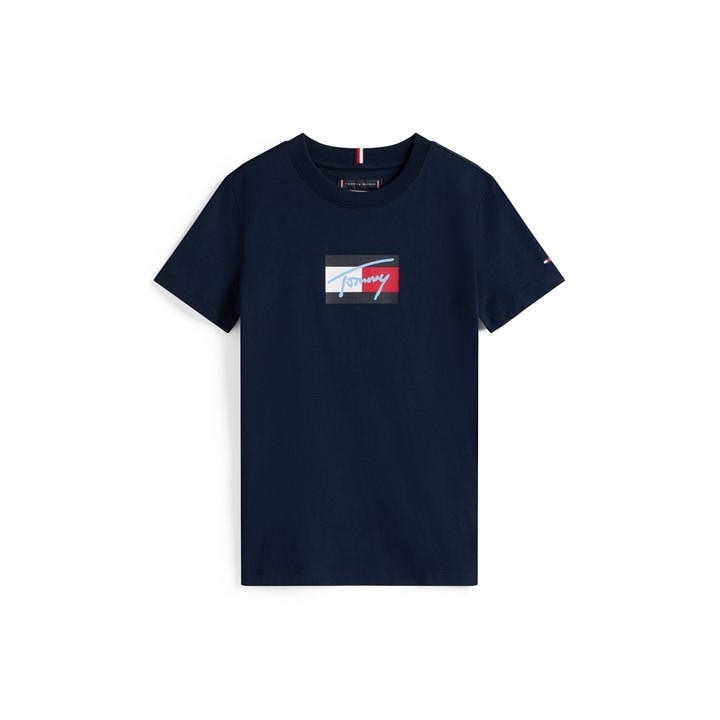Tommy Hilfiger Boys Blue Kids' Script T-Shirt in Size 11 - 12 Years, Sports Direct