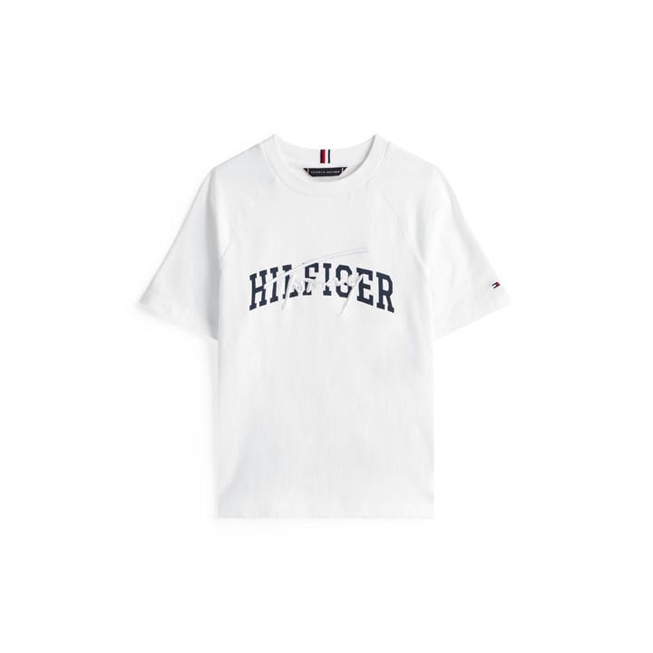 Tommy Hilfiger Boys White Kids' Script Logo T-Shirt in Size 11 - 12 Years, Sports Direct