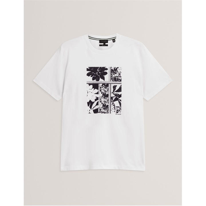 Ted Baker Men' White Box Print Regular Fit T-Shirt in Size S, Sports Direct