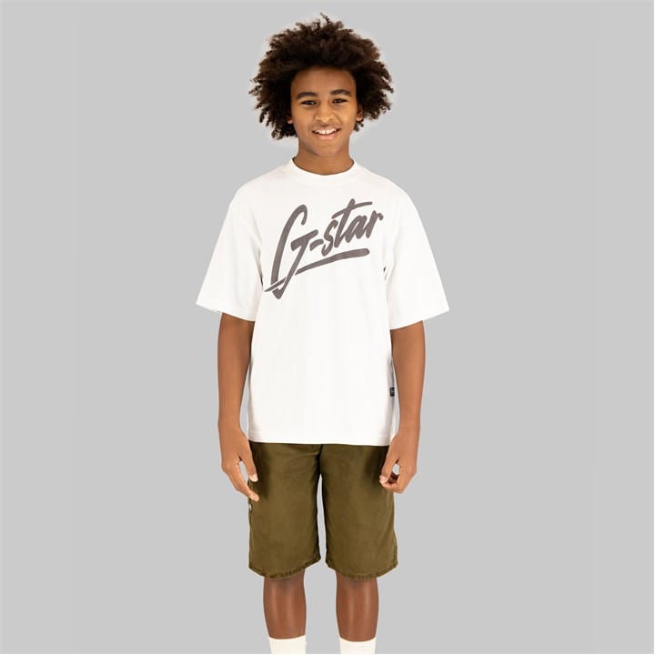 G Star Boys White Kids' Regular Fit Logo T-Shirt in Size 14 - 16 Years, Sports Direct