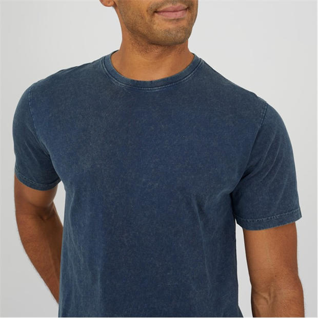 Blue Acid Wash - Brave Soul - BS Mens Crew Neck Acid Wash T-shirt