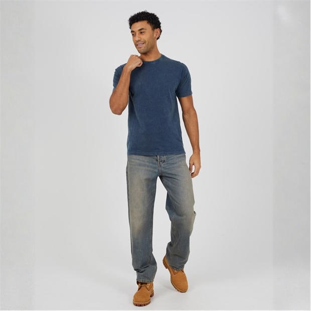 Blue Acid Wash - Brave Soul - BS Mens Crew Neck Acid Wash T-shirt