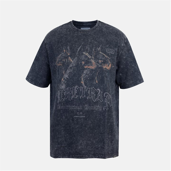 Firetrap Men's Grey Acid Wash Oversized T-Shirt in Size XL, Sports Direct
