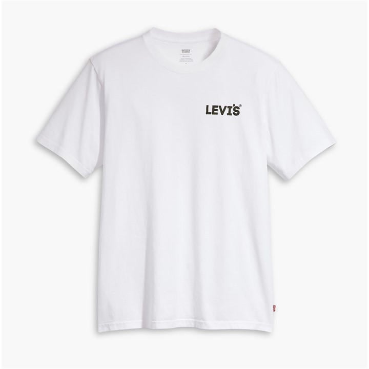 Levis Men's White Headline Logo Cotton Short-Sleeve Oversized-Fit T-Shirt in Size XL, Sports Direct