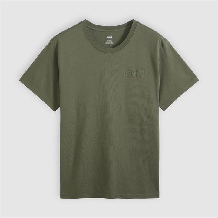 Levis Men' Green Headline Logo Cotton Relaxed-Fit T-Shirt in Size S, Sports Direct