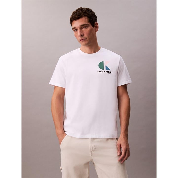 Calvin Klein Jeans Men's White Graphic Logo T-Shirt in Size 2XL, Sports Direct