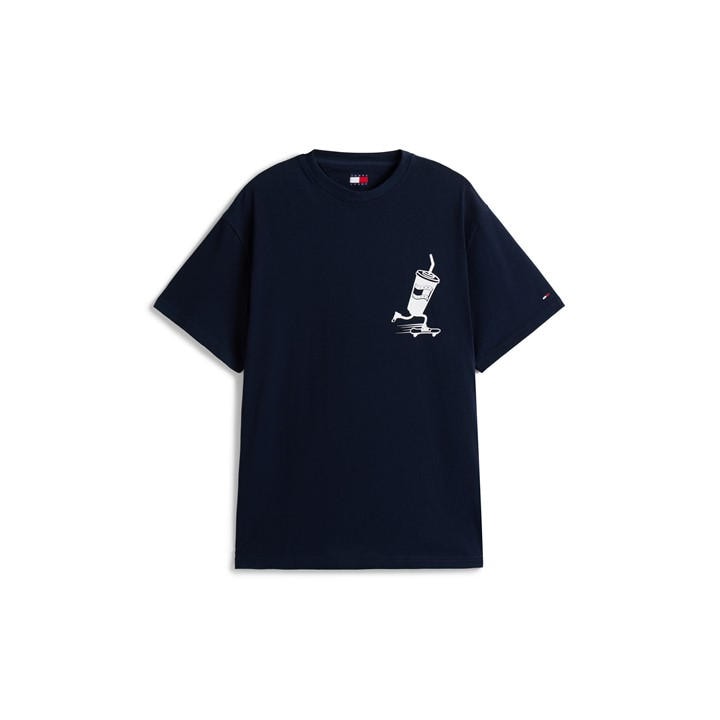 Tommy Jeans Men's Blue Graphic T-Shirt in Size M, Sports Direct