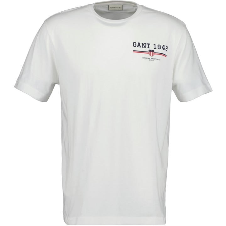 Gant Men's White Graphic Regular Fit T-Shirt in Size L, Sports Direct