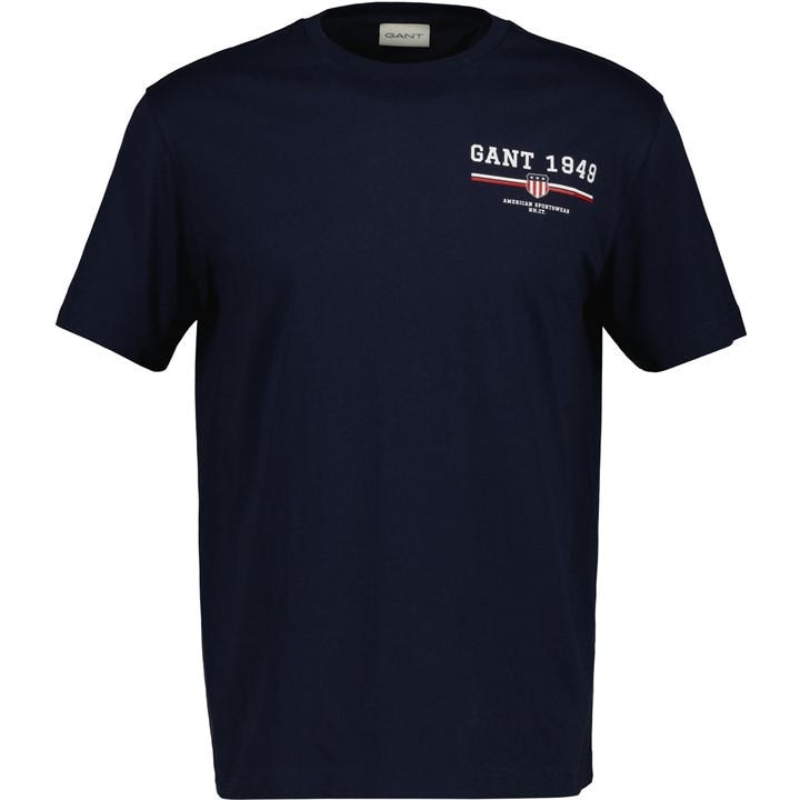 Gant Men' Blue Graphic Regular Fit T-Shirt in Size S, Sports Direct