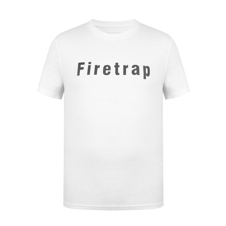 Firetrap Men's White Large Logo T-Shirt in Size L, Sports Direct