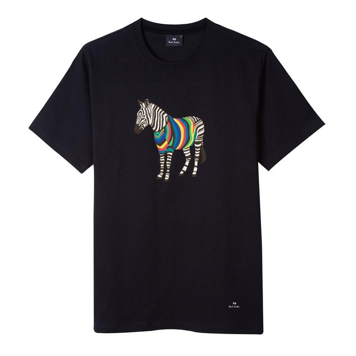 Ps Paul Smith Men's Blue Zebra Print T Shirt Small