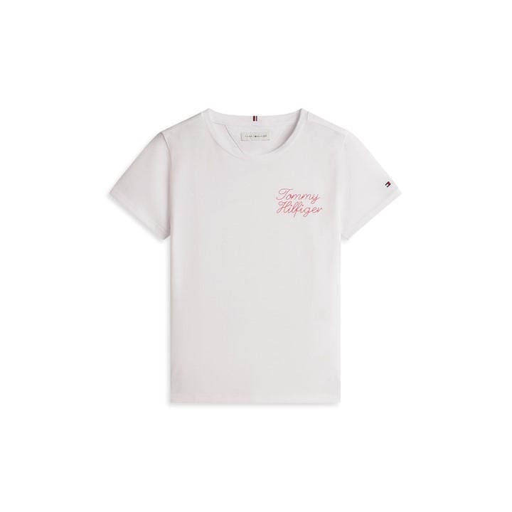 Tommy Hilfiger Girls White Kids' T-Shirt in Size 8 - 9 Years, Sports Direct