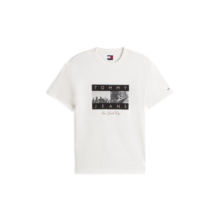 Tommy Jeans Men's White Tj Photo Flag Regular Fit T-Shirt in Size XL, Sports Direct