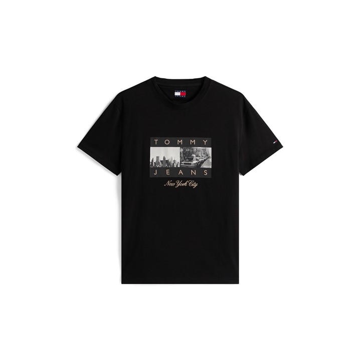Tommy Jeans Men' Black Tj Photo Flag Regular Fit T-Shirt in Size S, Sports Direct