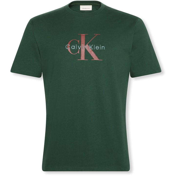 Calvin Klein Jeans Men's Green Monogram T-Shirt in Size XL, Sports Direct