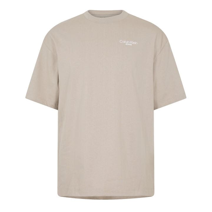 Calvin Klein Jeans Men' Beige Regular Fit Back Print T-Shirt in Size S, Sports Direct
