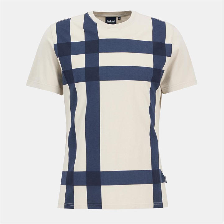 Barbour Men' Cream Kaine Tartan T-Shirt in Size S, Sports Direct