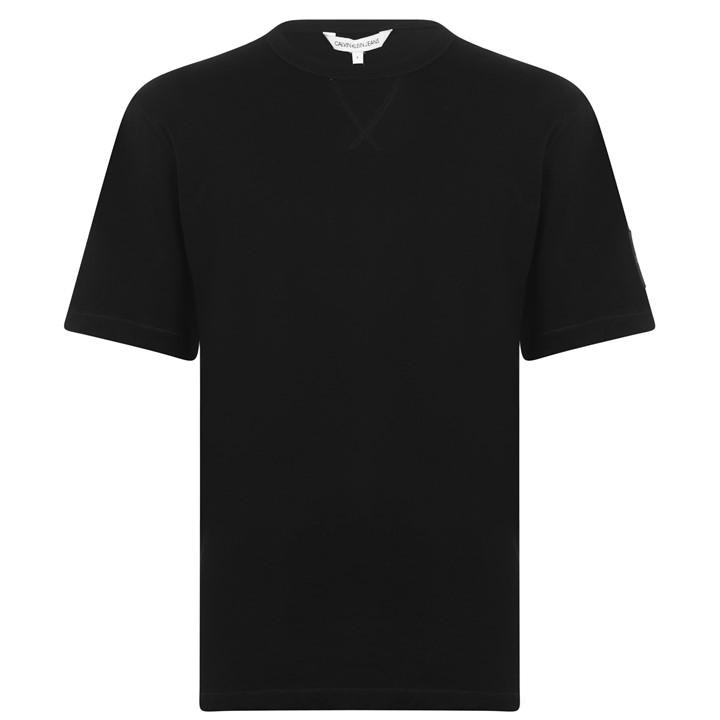 Calvin Klein Jeans Men's Black Monogram Badge T-Shirt in Size 2XS, Sports Direct