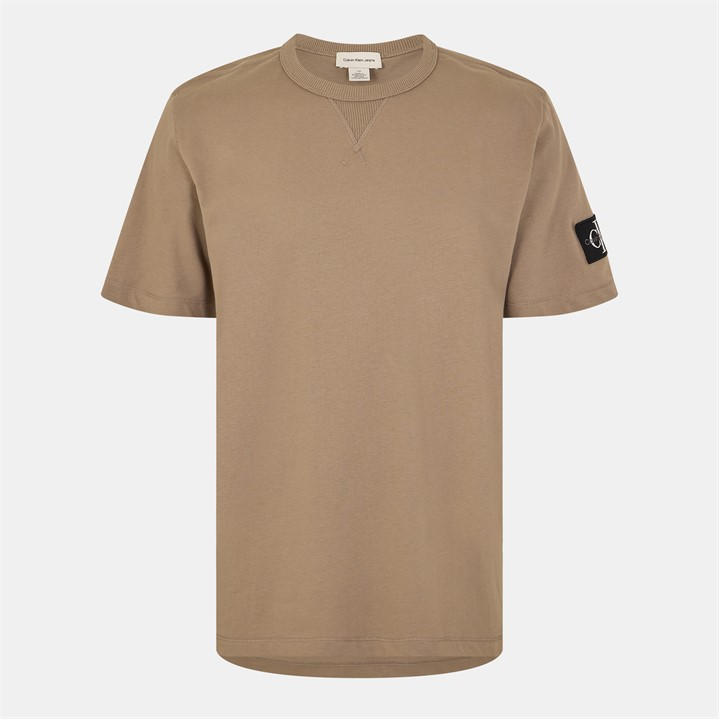Calvin Klein Jeans Men's Beige Monogram Badge T-Shirt in Size XS, Sports Direct