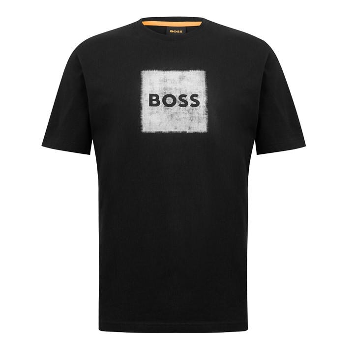 Boss Men's Black Orange Short Sleeve T-Shirt With Contemporary Stitched Logo in Size XL, Sports Direct