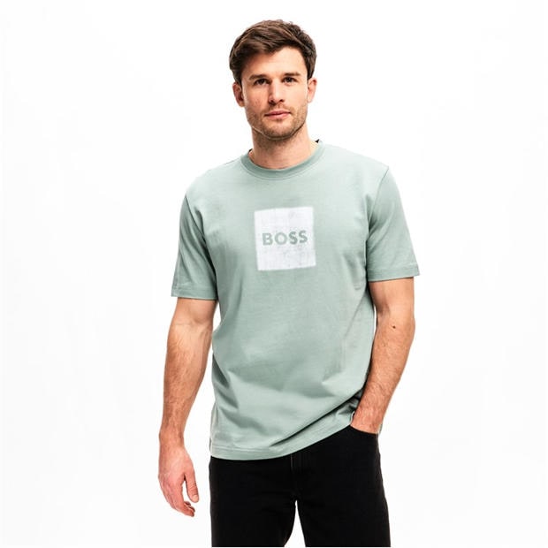 Green 351 - Boss - Mens BOSS ORANGE Short Sleeve T-Shirt with Contemporary Stitched Logo