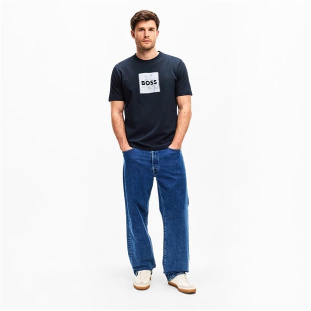 Нави 404 - Boss - Mens BOSS ORANGE Short Sleeve T-Shirt with Contemporary Stitched Logo