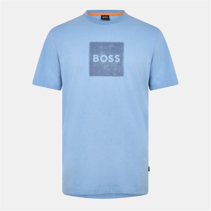 Boss Men's Blue Orange Short Sleeve T-Shirt With Contemporary Stitched Logo in Size XL, Sports Direct