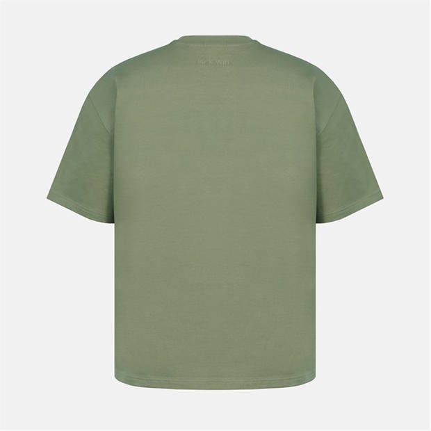 Khaki - Jack Wills - Men's JW Boxy Tee Cotton Short Sleeve Fit T-Shirt
