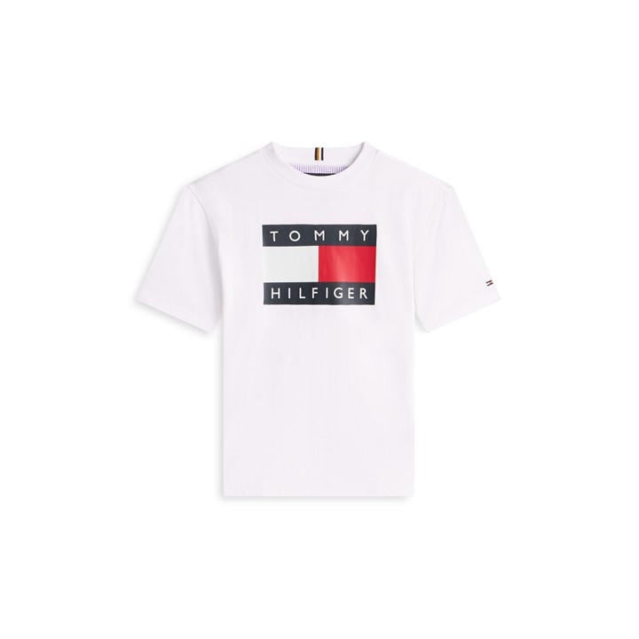 Tommy Hilfiger Boys White Kids' Heritage T-Shirt in Size 8 - 9 Years, Sports Direct