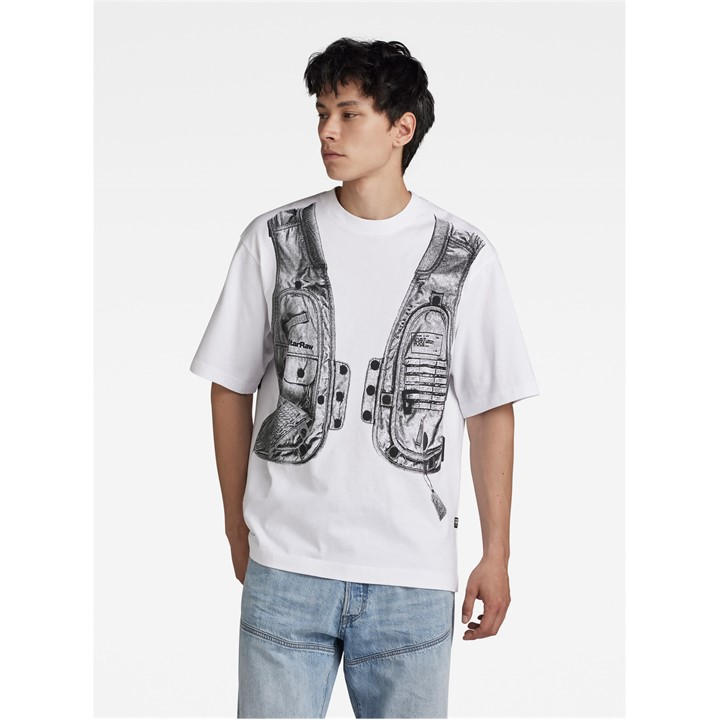 G Star Men's White Archive Boxy Regular Fit T-Shirt in Size 2XL, Sports Direct
