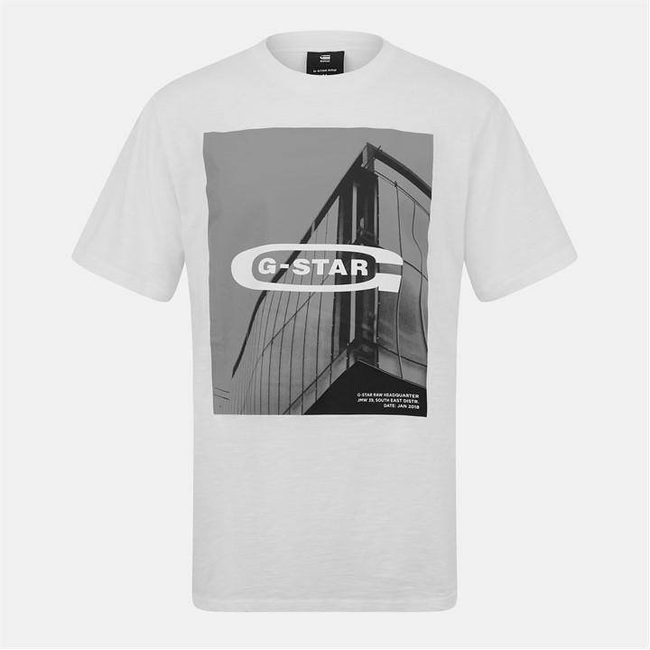 G Star Men's White Hq Old School Logo Lash T-Shirt in Size XL, Sports Direct
