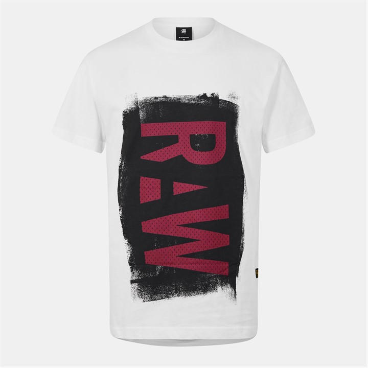 G Star Men' White Painted Raw Graphic T-Shirt in Size S, Sports Direct