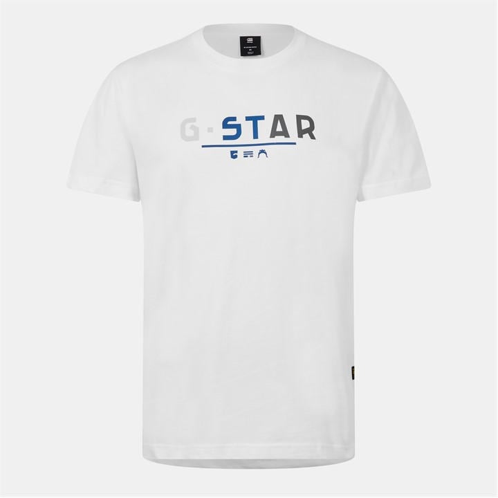 G Star Men' White  Logo Graphic T-Shirt in Size S, Sports Direct