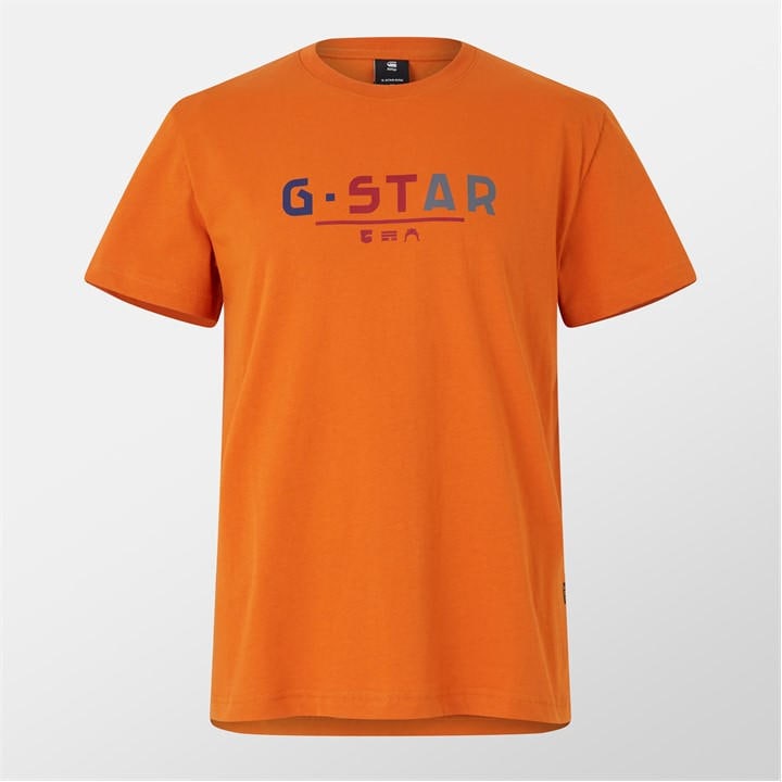 G Star Men's Orange  Logo Graphic T-Shirt in Size M, Sports Direct