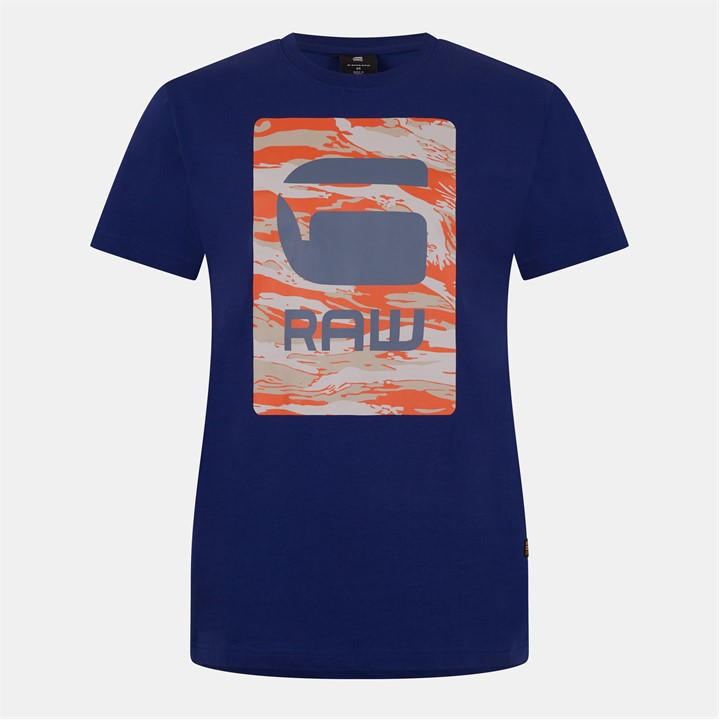 G Star Men's Blue Camo Box Graphic T-Shirt in Size M, Sports Direct