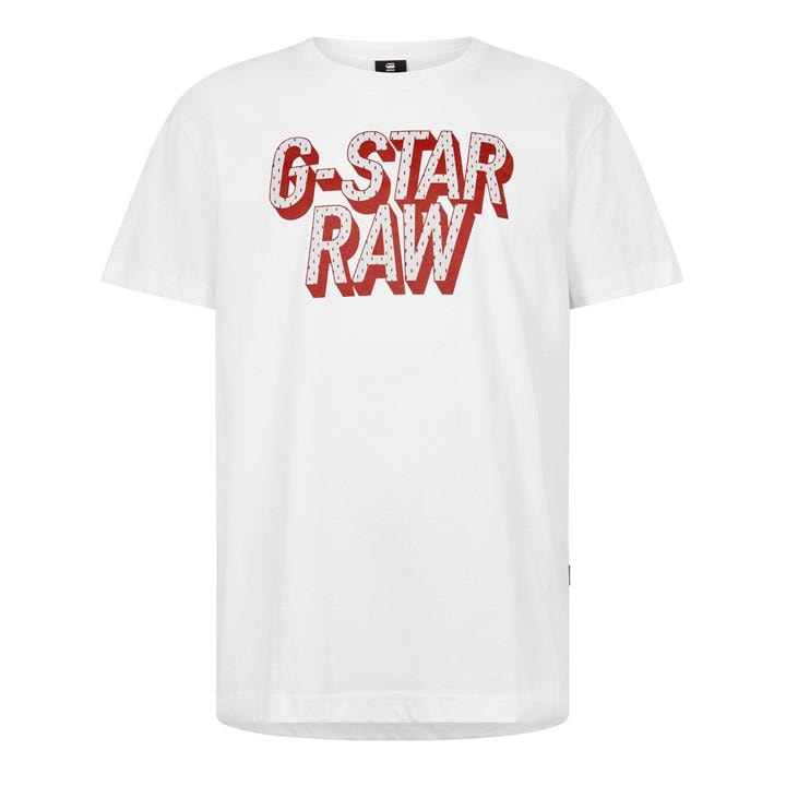 G Star Men's White 3D Dotted Graphic T-Shirt in Size L, Sports Direct