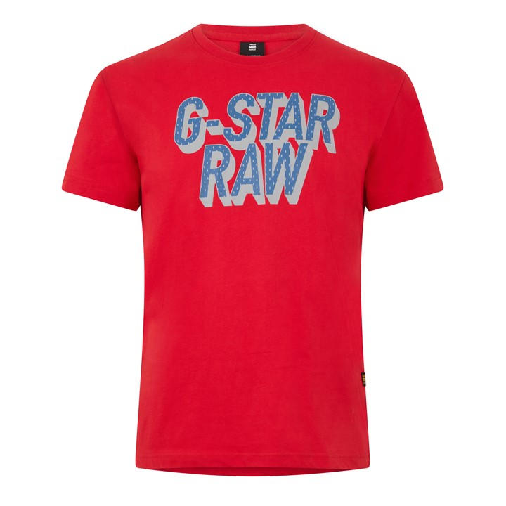 G Star Men's Red 3D Dotted Graphic T-Shirt Medium