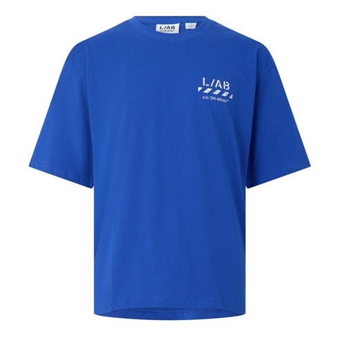 L AB Off White - Men's Diag Cotton Short-Sleeve Crew-Neck Oversized-Fit T-Shirt