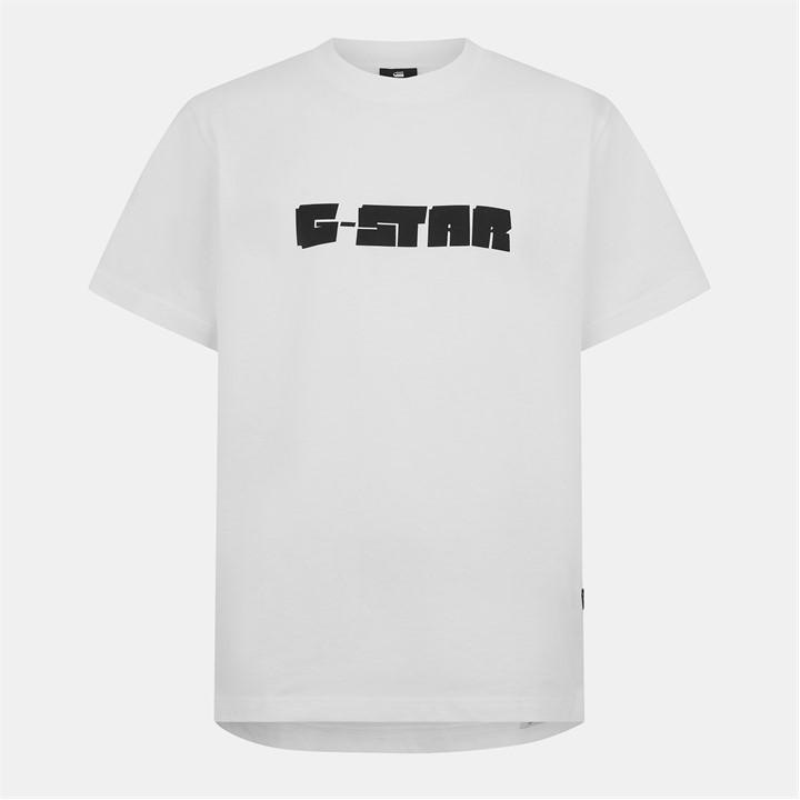 G Star Men's White Script T Shirt Medium