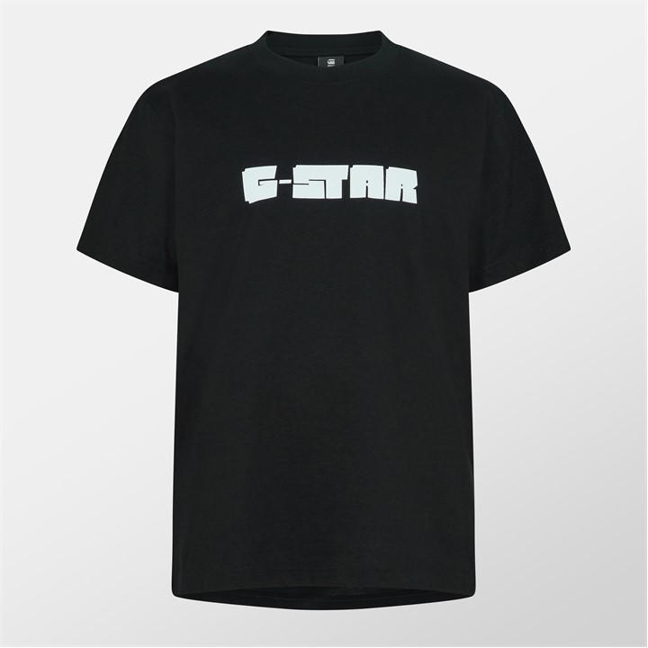 G Star Men's Black Script T Shirt Medium