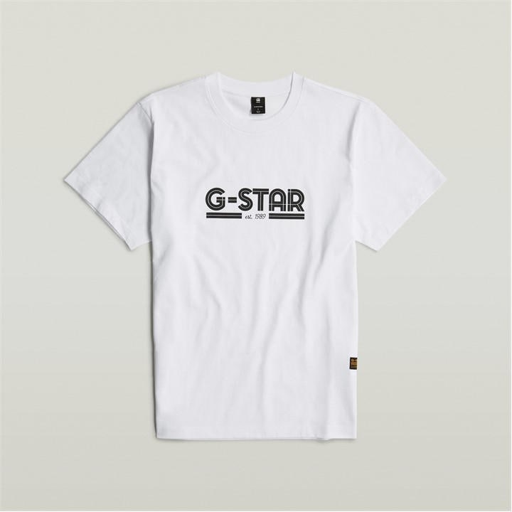 G Star Men' White Line Script Loose T Shirt in Size S, Sports Direct