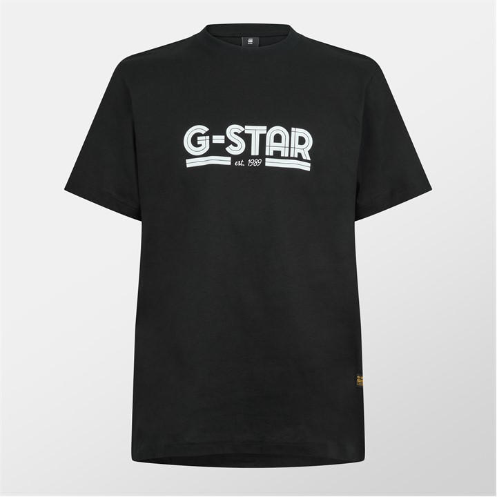 G Star Men's Black Line Script Loose T Shirt in Size M, Sports Direct
