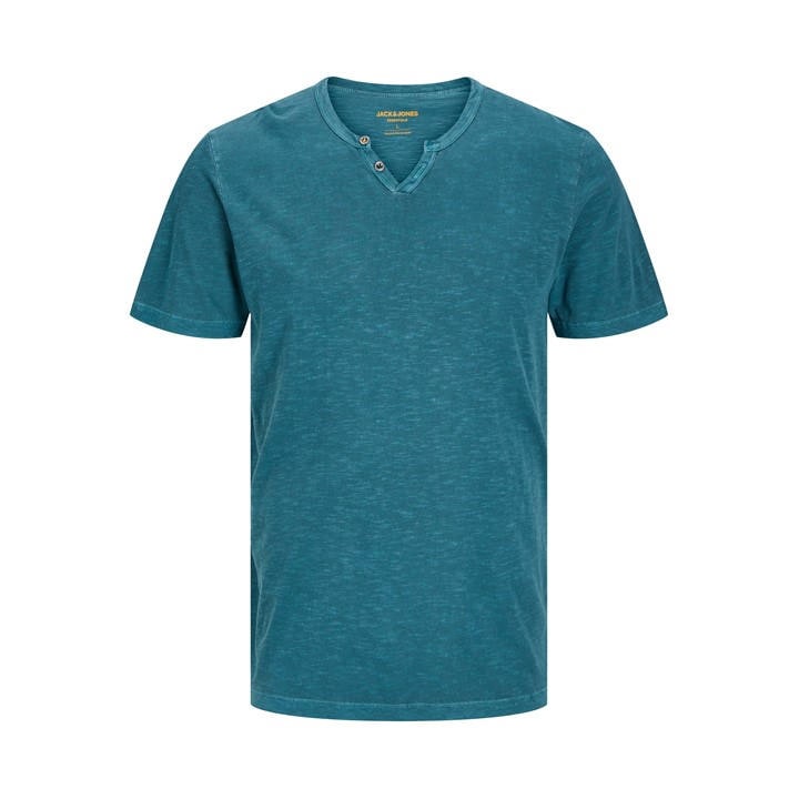 Jack And Jones Men's Blue Regular Fit Split Neck T-Shirt in Size XS, Sports Direct